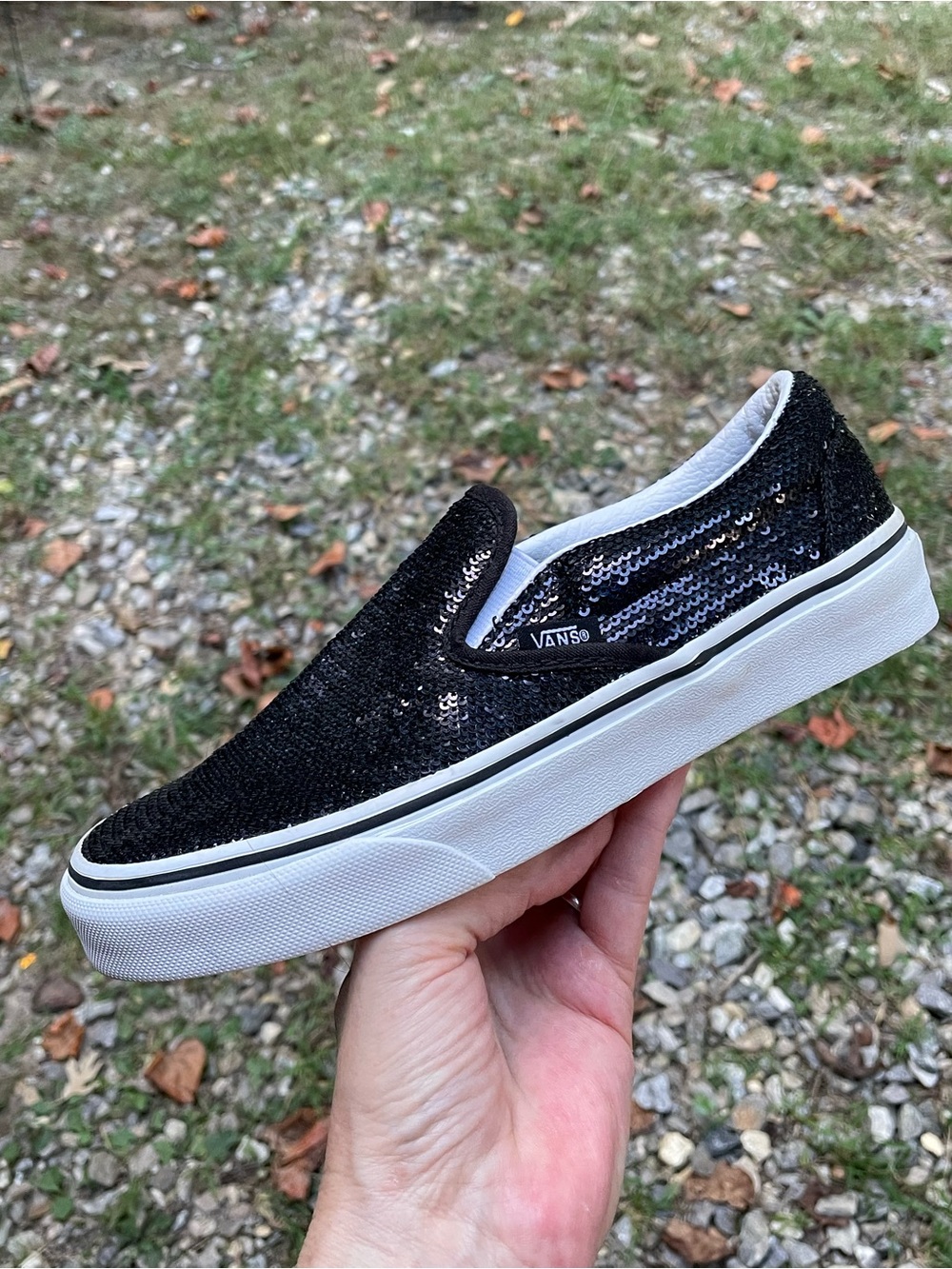 New Vans Classic Slip On Blue Sequins Shoes Size 6.5